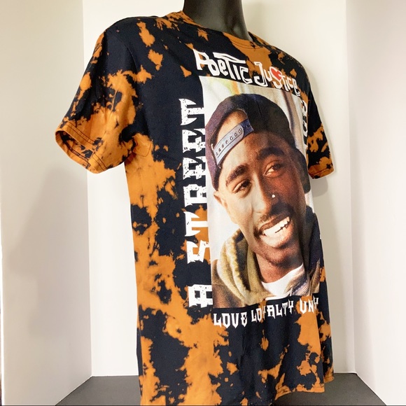 Poetic Justice Tupac 2Pac Orange Tie Dye TSHIRT - Picture 3 of 5